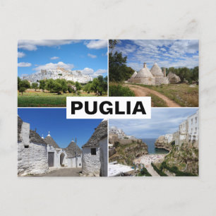 Puglia-huizen, -steden en -landschapscollage briefkaart