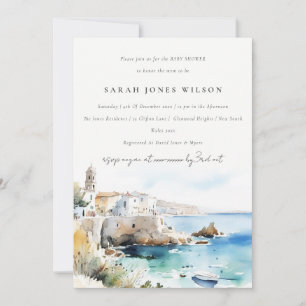 Puglia, Italië Aquarel Landschap Baby Shower Kaart