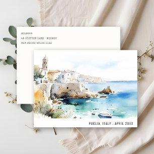 Puglia, Italië Aquarel Landschap Reis Feestdagenkaart