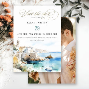 Puglia, Italië Aquarel Landschap Trouwfoto Save The Date