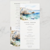 Puglia, Italië Aquarel Landschap Trouwprogramma Kaart (Voorkant / Achterkant)