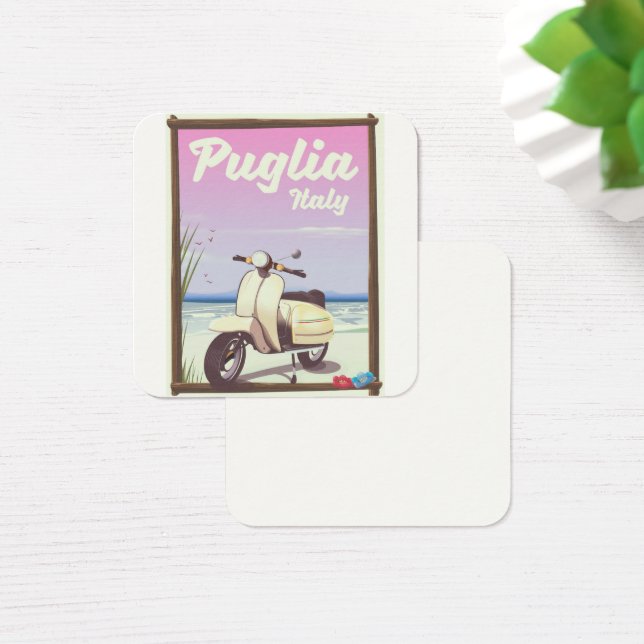 Puglia Italy Travel poster. Vierkante Visitekaartjes (Bureau)