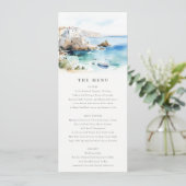 Puglia, Italy Watercolor Landscape Wedding Menu Kaart (Staand voorkant)
