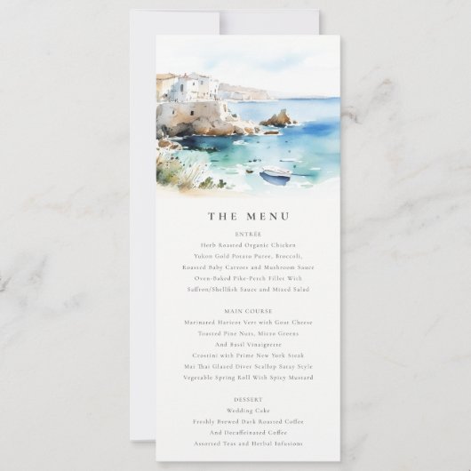 Puglia, Italy Watercolor Landscape Wedding Menu Kaart (Voorkant)