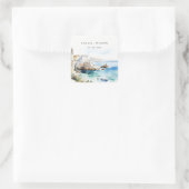 Puglia, Italy Watercolor Landscape Wedding Vierkante Sticker (Tas)