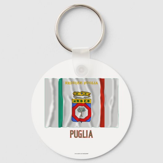 Puglia waving flag with name sleutelhanger (Voorkant)