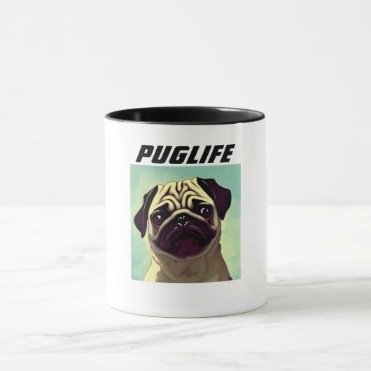 PUGLIFE Pug Dog Mok Shot Schattigee Eyes (Midden)