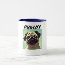 PUGLIFE Pug Puppy Dog Mok Shot Cute Eyes Portret