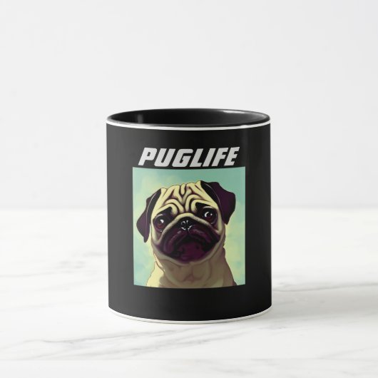 PUGLIFE Pug Puppy Ever Mok Shot Cute Portret (Midden)