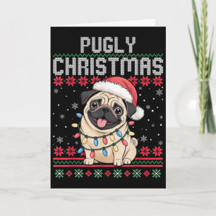 Pugly Ba Ham Pug lelijke kersttrui Honden Pugs Kaart