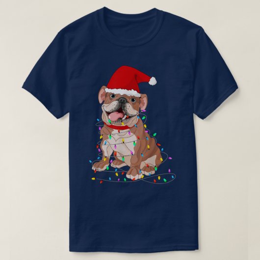 Pugma met kerstboomverlichting voor kerstmis t-shirt (Design voorkant)