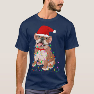 Pugma met kerstboomverlichting voor kerstmis t-shirt