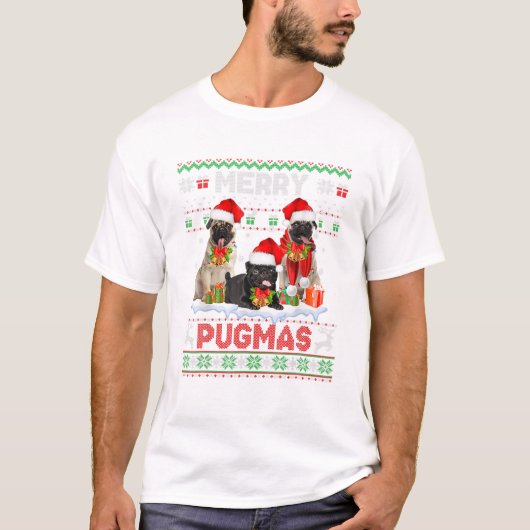 Pugmas Kerst Lelijke Pug T-shirt (Voorkant)