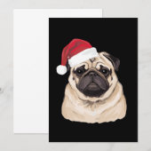 Pugmas Pug Kerstmuts Kerstmis Xmas Vakantie Kaart (Voorkant / Achterkant)