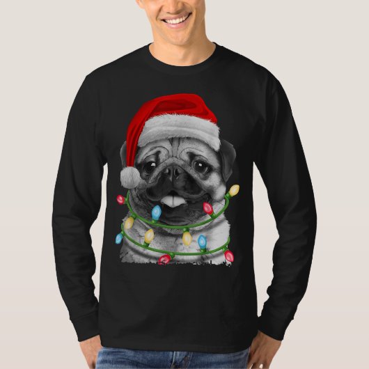 Pugmas voor kerstmis met kerstbomen t-shirt (Voorkant)