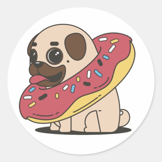 Pugnut in een donut donut sticker (Voorkant)