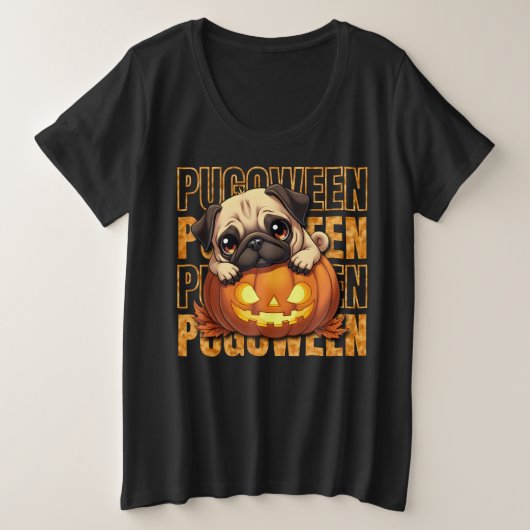 PUGOWEEN - Pug Lovers Halloween Grote Maat T-shirt (Design voorkant)