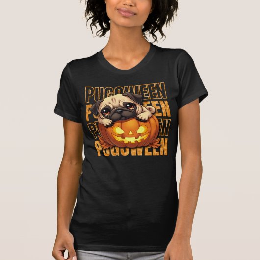 PUGOWEEN - Pug Lovers Halloween T-shirt (Voorkant)