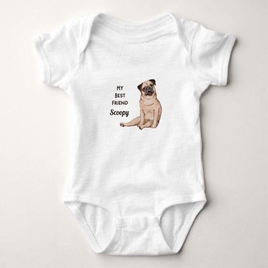 PugPuppy My Best Friend Custom Name Romper (Voorkant)