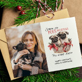 PUGS AND KISESS HONDENTHEMA KERSTMIS FOTO FEESTDAGENKAART