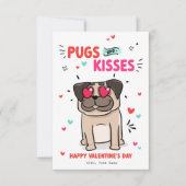 Pugs and Kisses Dog Pun Pug puppy Valentijns kaart (Voorkant)