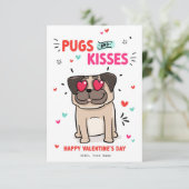 Pugs and Kisses Dog Pun Pug puppy Valentijns kaart (Staand voorkant)