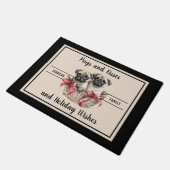 Pugs and Kisses Holiday Wishes Hondenliefhebber Mo Deurmat (Schuin)