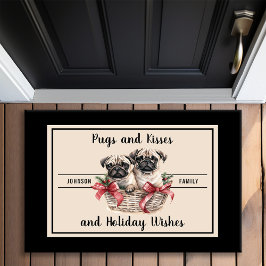 Pugs and Kisses Holiday Wishes Hondenliefhebber Mo Deurmat