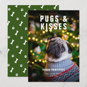 Pugs and Kisses Pet Dog Kerstmis Feestdagenkaart