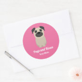 Pugs and Kisses, Pug Dog Valentijnsdag Ronde Sticker (Envelop)