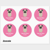 Pugs and Kisses, Pug Dog Valentijnsdag Ronde Sticker (Vel)