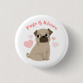 "Pugs and Kisses" Ronde Button 3,2 Cm (Voorkant)