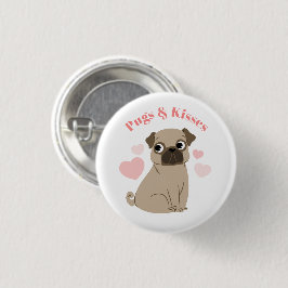 "Pugs and Kisses" Ronde Button 3,2 Cm