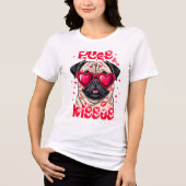 Pugs and kisses Valentijnsdag hondenliefhebber hon Tri-Blend Shirt (Voorkant)