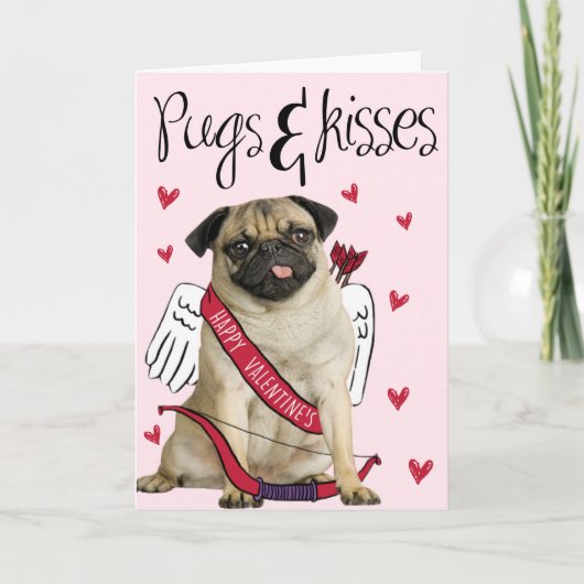 Pugs and kisses Valentijnsdag Kaart (Voorkant)