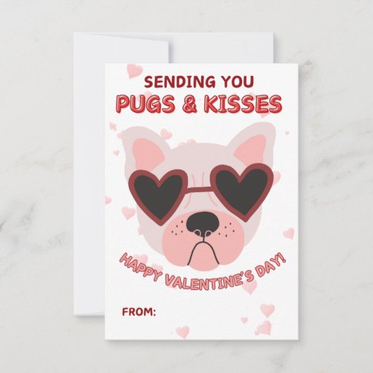 Pugs and Kisses Valentine's Day Card Notitiekaartje (Voorkant)