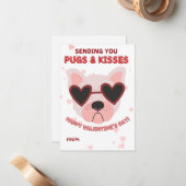 Pugs and Kisses Valentine's Day Card Notitiekaartje (Voorkant / Achterkant in situ)