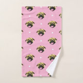 Pugs Baby Roze En Mint Bad Handdoek (Handdoek)
