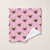 Pugs Baby Roze En Mint Bad Handdoek (Wasdoekje)