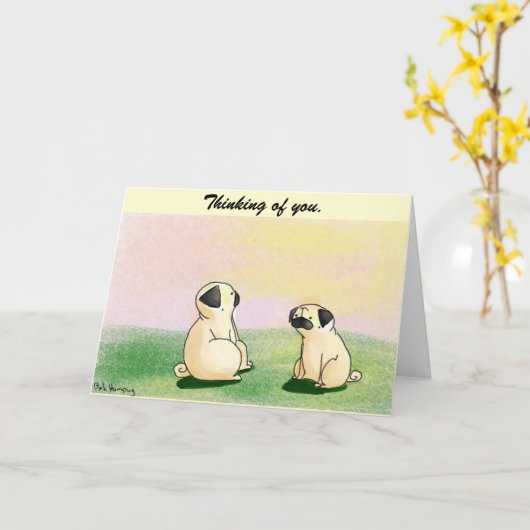 Pugs bij Zonsondergang Kaart (Gele Bloem)