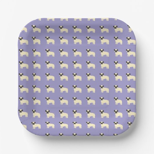 Pugs, Bleek Paars Papieren Bordje (Voorkant)