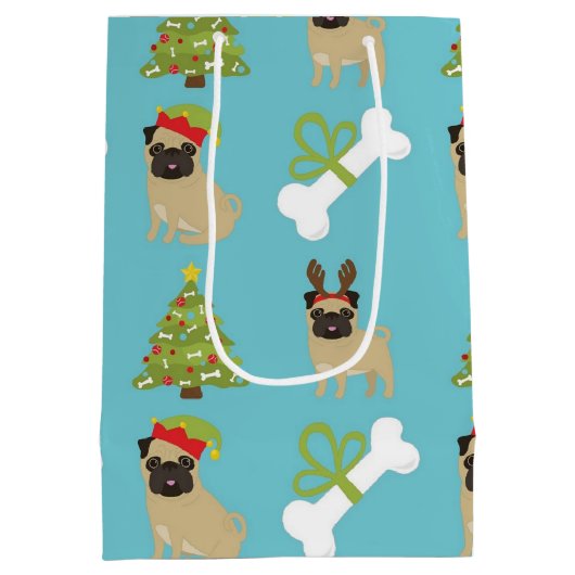 Pugs, Botten en bomen Medium Cadeauzakje (Achterkant)