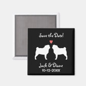 Pugs Bruiloft Bewaar de Datum Magneet (Voorkant / Achterkant)