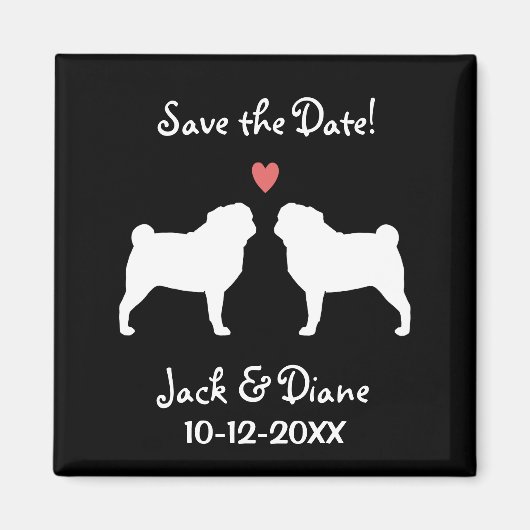 Pugs Bruiloft Bewaar de Datum Magneet (Voorkant)