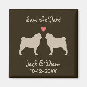 Pugs Bruiloft Bewaar de Datum - Tan on Brown Magneet (Voorkant)