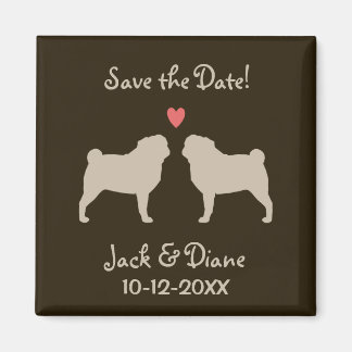 Pugs Bruiloft Bewaar de Datum - Tan on Brown Magneet