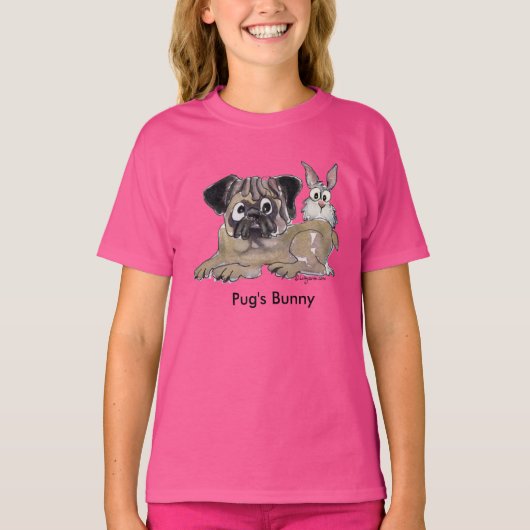 Pug's Bunny Cute Dog T-shirt (Voorkant)