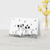 Pugs dansen in bladeren kaart (Gele Bloem)