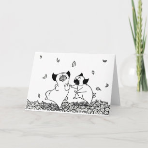 Pugs dansen in bladeren kaart