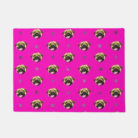 Pugs deurmat schokkend roze (Voorkant)